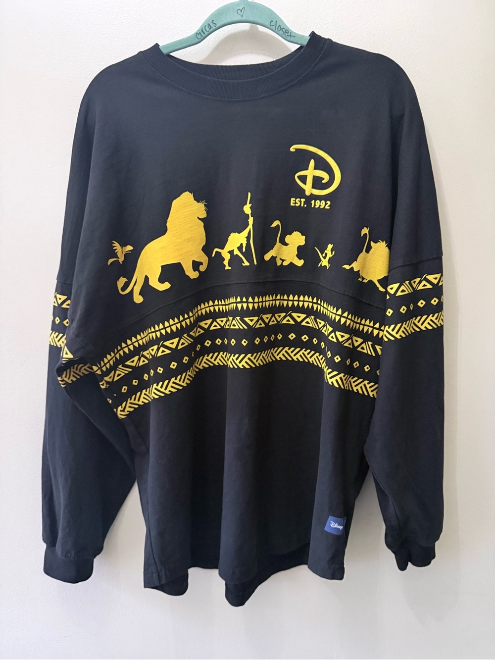 Disney Lion King Disneyland Paris Spirit Jersey Oversized Simba AOP Black Gold L